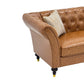 Barrington Chesterfield faux leather sofa in light brown