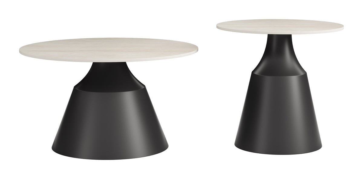 Camella Light Beige & Black Coffee Table Set (2-Piece)