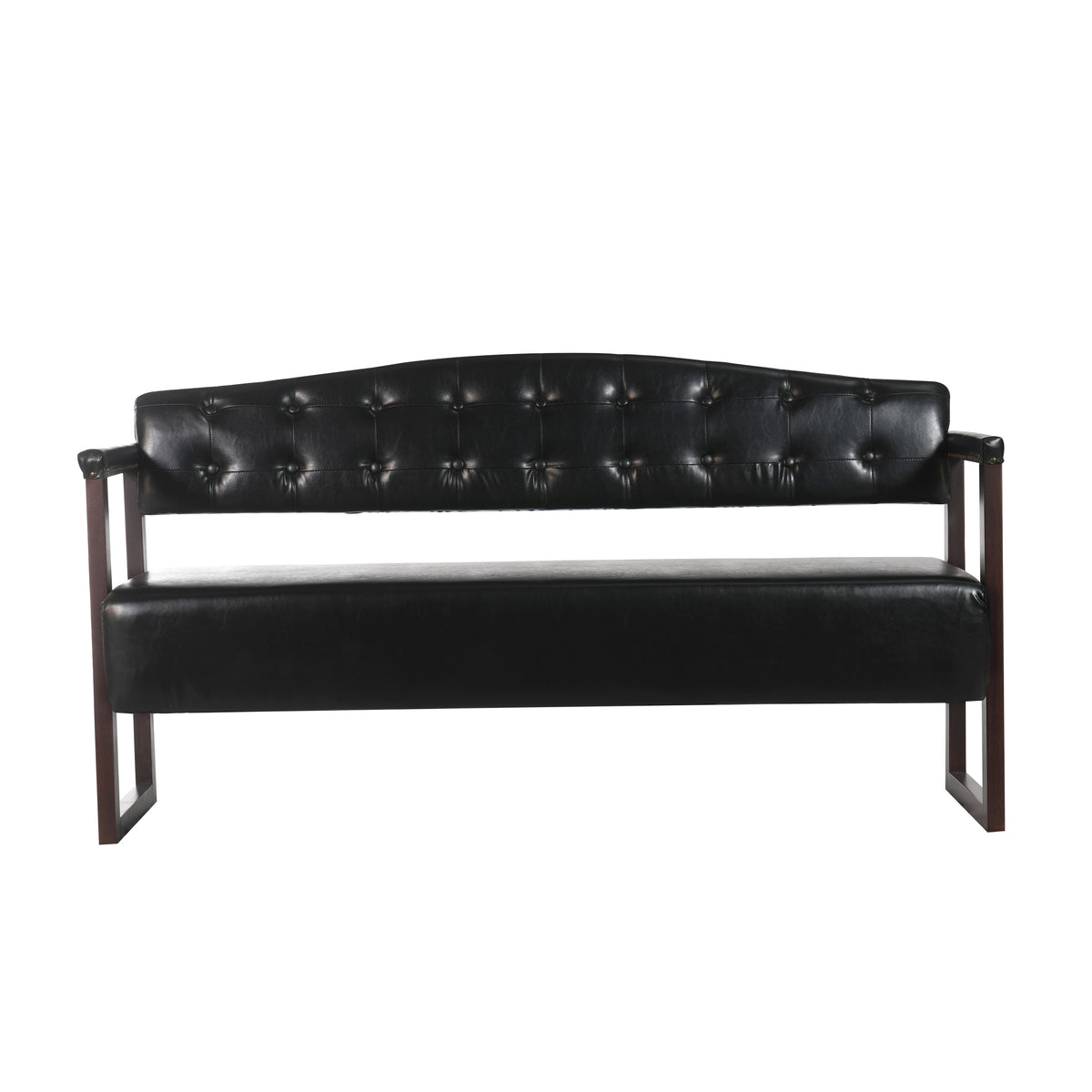 Ludlow Button-Tufted Faux Leather Bench Set
