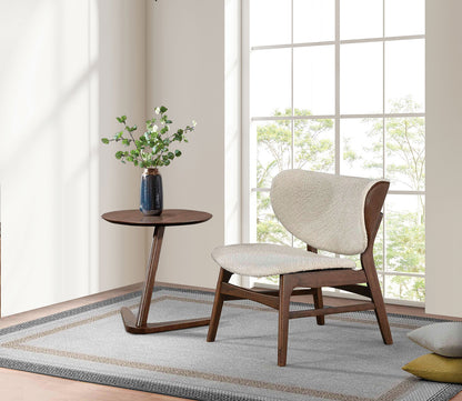 Garrison Boucle Wingback Chair & Side Table Set – 24.5" Beige & Walnut 2-Piece Set