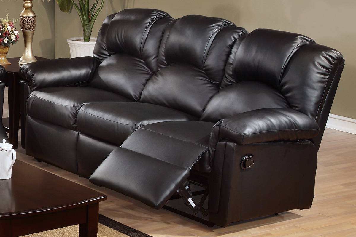 Brennan Black Bonded Leather Reclining Sofa