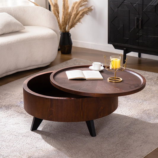 Murray Dark Wood Round Storage Coffee Table