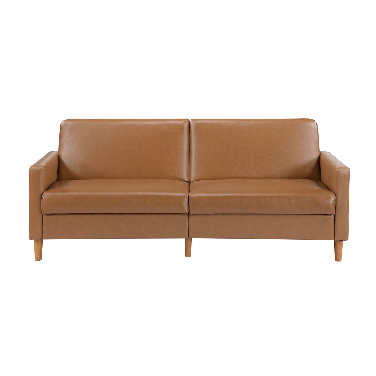 Corbett Camel Faux Leather Sleeper Sofa