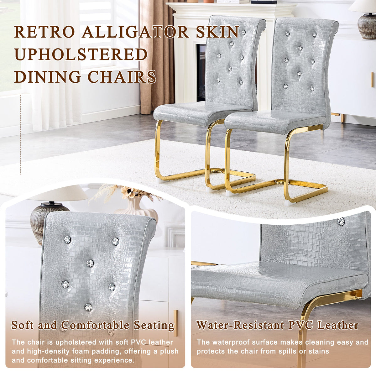 Kinsey Gray, Gold Legs, Set of 4