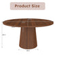 Product size dimensions of 47-Inch Round Walnut Dining Table for 4 – Modern Farmhouse Kitchen Table with Wood Strip Base.