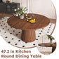 47-Inch Round Walnut Dining Table for 4 – Modern Farmhouse Kitchen Table with Wood Strip Base, elegant design with round top.