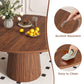 47-Inch Round Walnut Dining Table for 4 – Modern Farmhouse Kitchen Table with Wood Strip Base, showcasing its easy-to-clean and scratch-resistant features.