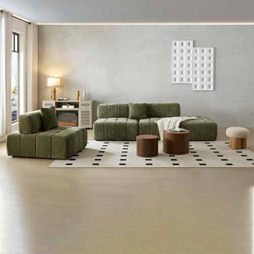 Modern Tufted Modular Sofa 143" – 3-Piece Configurable Sectional Couch (2 Colors) in a stylish living room setup.