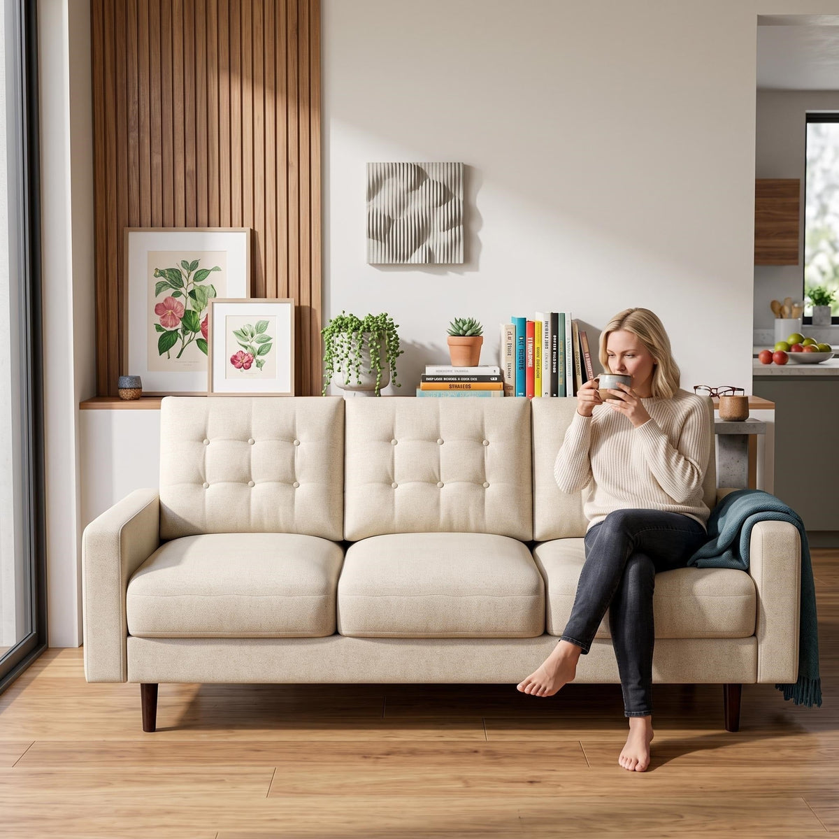 Noemi Tufted Fabric Sofa