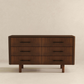 Logan Solid Wood 6-Drawer Dresser – 55” Walnut Bedroom Storage (Mid-Century Modern)