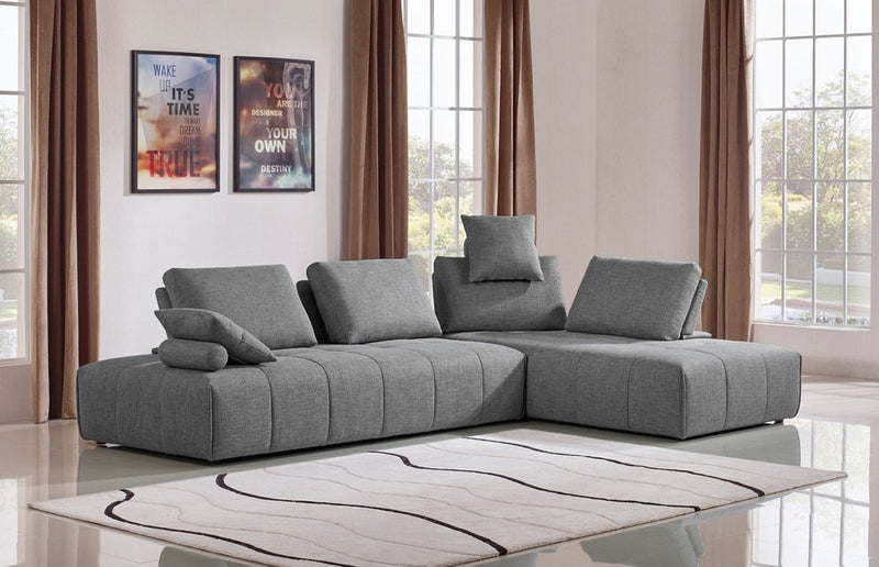 124" Gray Modular Fabric Sectional Sofa with Chaise