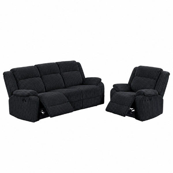 Ulric Black Corduroy Reclining Sofa & Recliner Set – 83