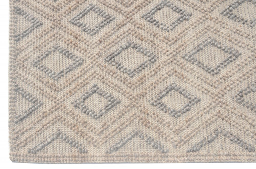 Tan Gray Diamond Lattice Modern Area Rug | 9' x 13'