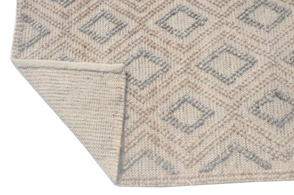 Tan Gray Diamond Lattice Modern Area Rug | 9' x 13'