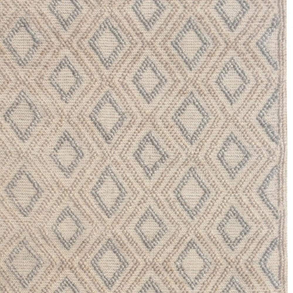 Tan Gray Diamond Lattice Modern Area Rug | 9' x 13'