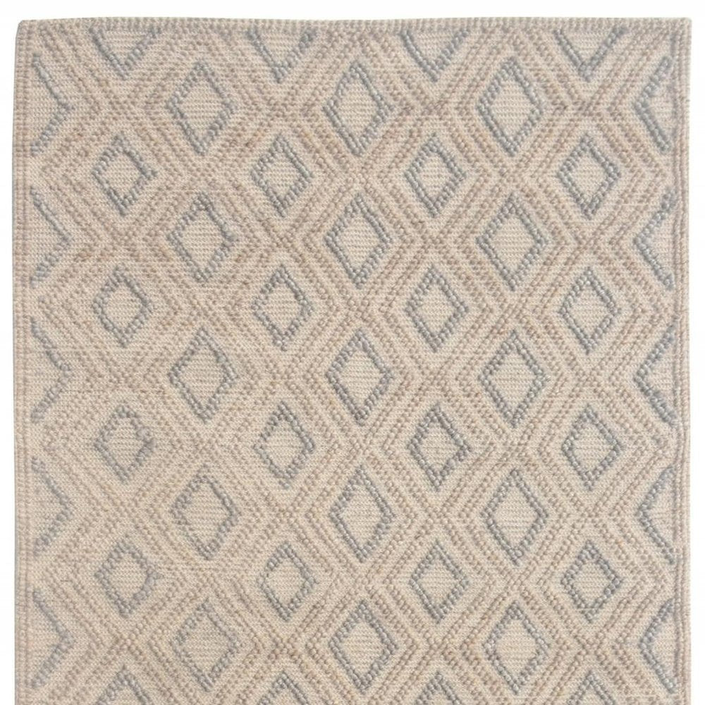 Tan Gray Diamond Lattice Modern Area Rug | 9' x 13'