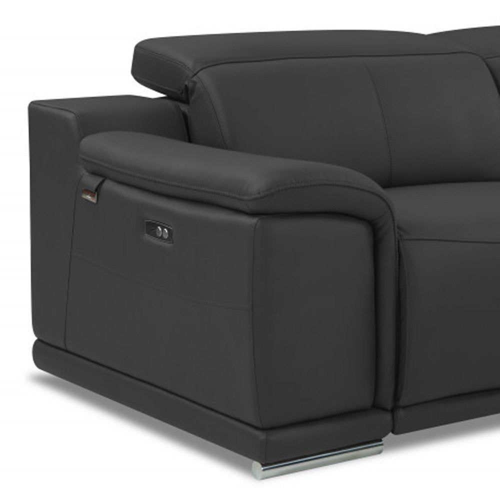 86" Italian Leather Power Reclining Sofa with USB Charging