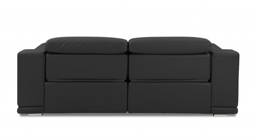 86" Italian Leather Power Reclining Sofa with USB Charging