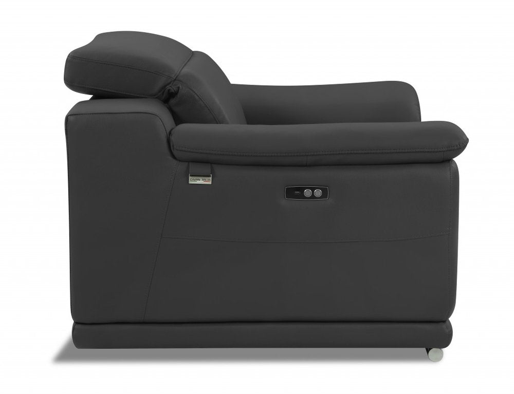 86" Italian Leather Power Reclining Sofa with USB Charging