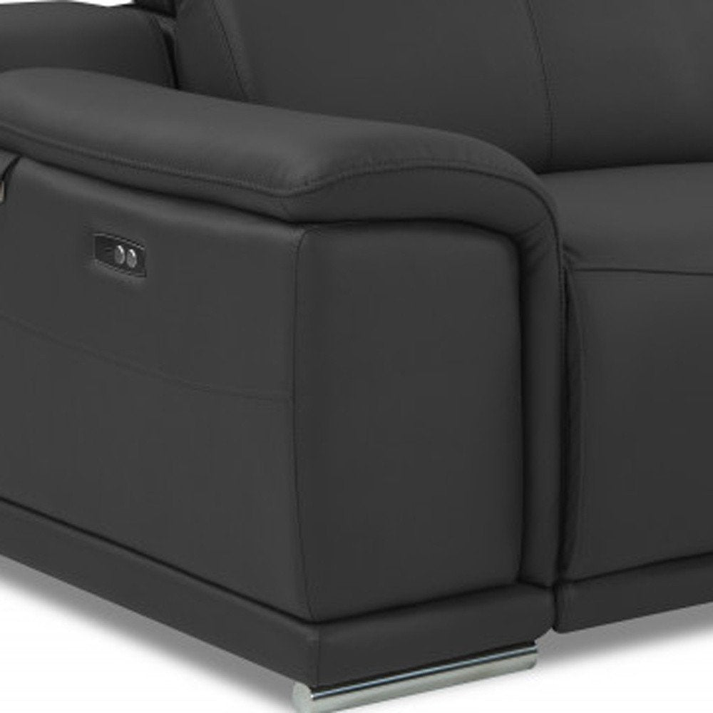 86" Italian Leather Power Reclining Sofa with USB Charging