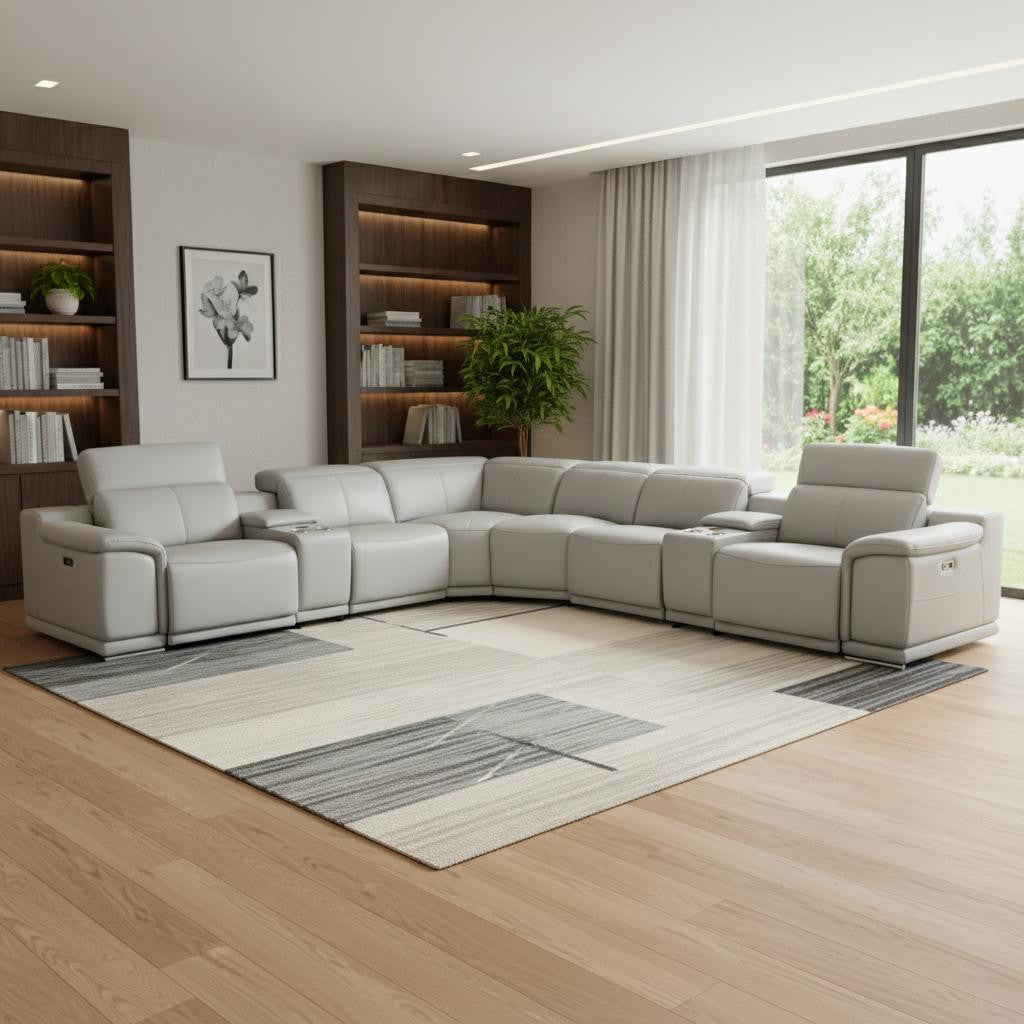Italian Leather Power Reclining Corner Sectional Sofa