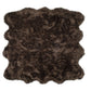 Scalloped faux fur shag rug in dark brown, 6' x 6', perfect for adding warmth and style to modern decor.