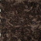Close-up of luxurious brown scalloped faux fur area shag rug, 100% animal-free acrylic plush.