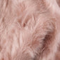Close-up of soft pink faux fur fabric, showcasing plush texture and luxurious feel, ideal for home decor.