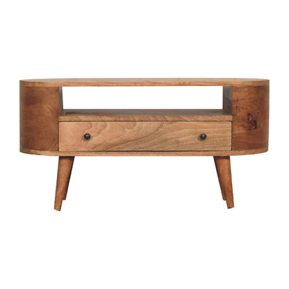 Milo Mango Wood Media Console – 35.4" Rounded TV Stand with Nordic Legs