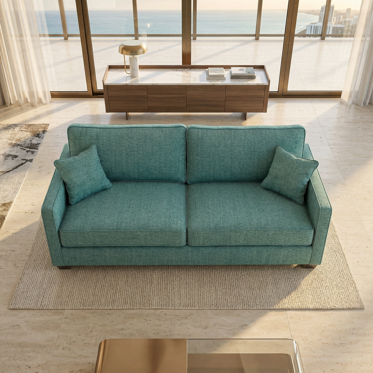 Damon American-Made Sofa – 92" Custom-Fabric Sofa - Hepburn Emerald - Fabric (3)