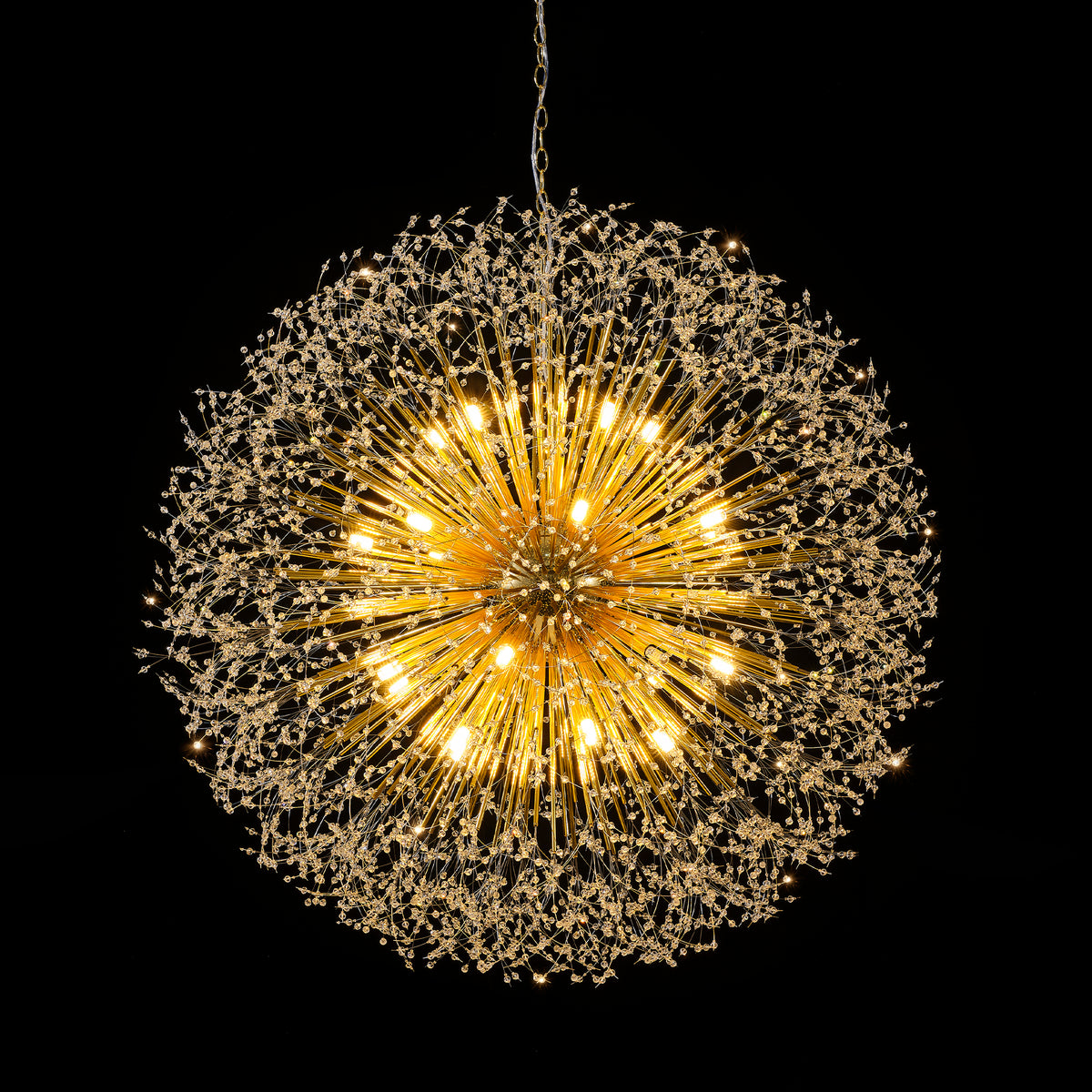 48" Dandelion Crystal Chandelier – Gold Sputnik Ceiling Light – view 18