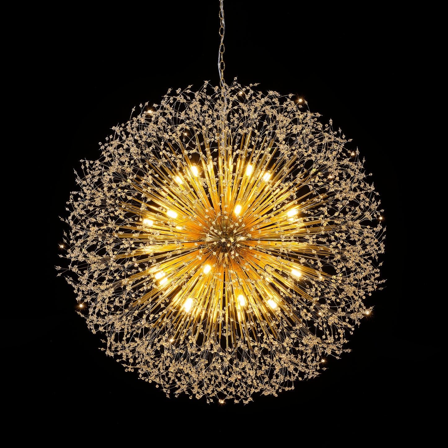 48" Dandelion Crystal Chandelier – Gold Sputnik Ceiling Light – view 18