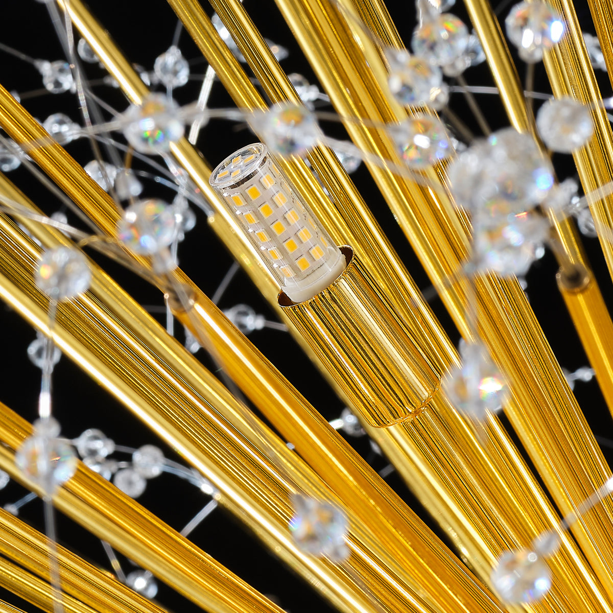48" Dandelion Crystal Chandelier – Gold Sputnik Ceiling Light – view 20