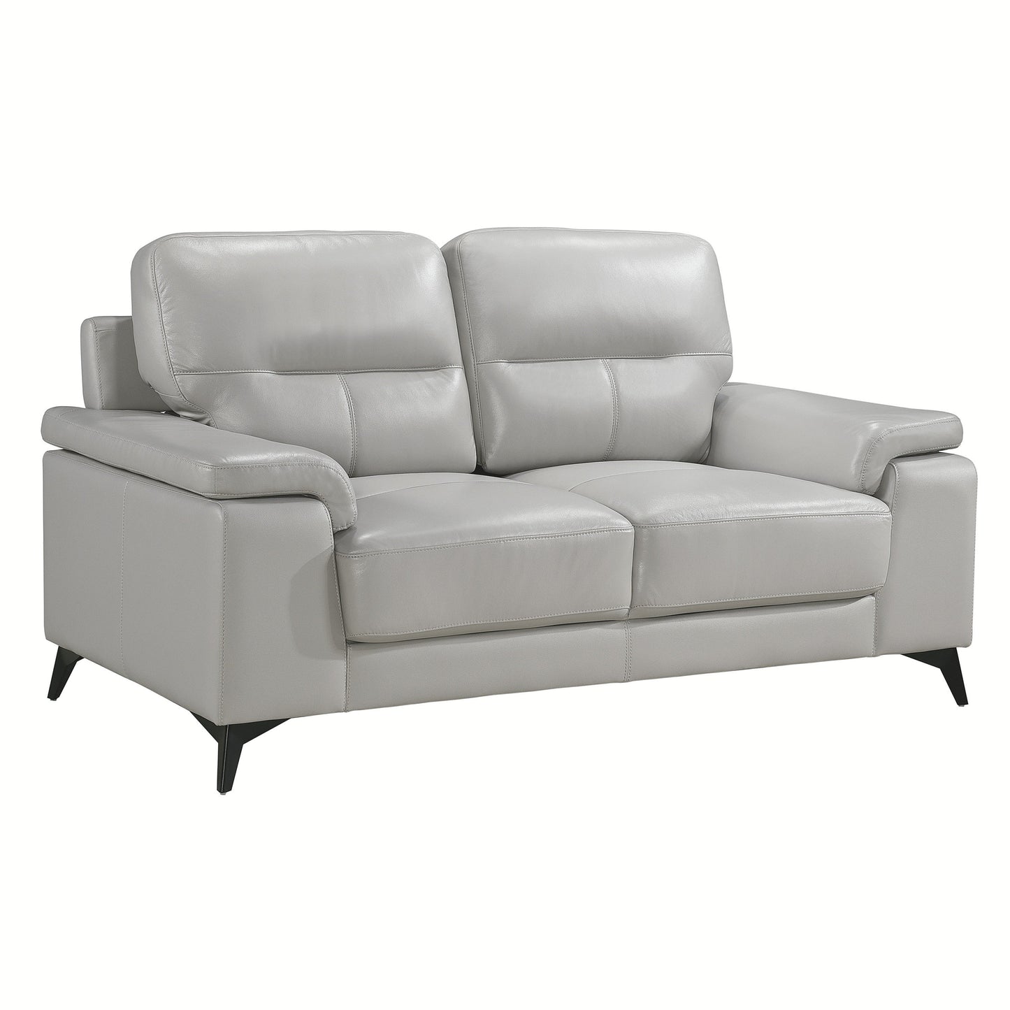 Kensington Leather Loveseat Silver Gray