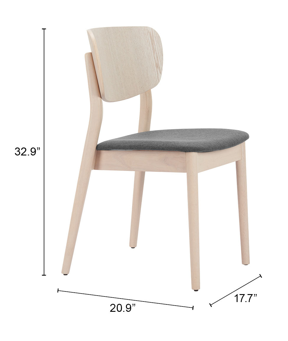 Kellua Dining Chair (Set of 2) in Gray & Natural