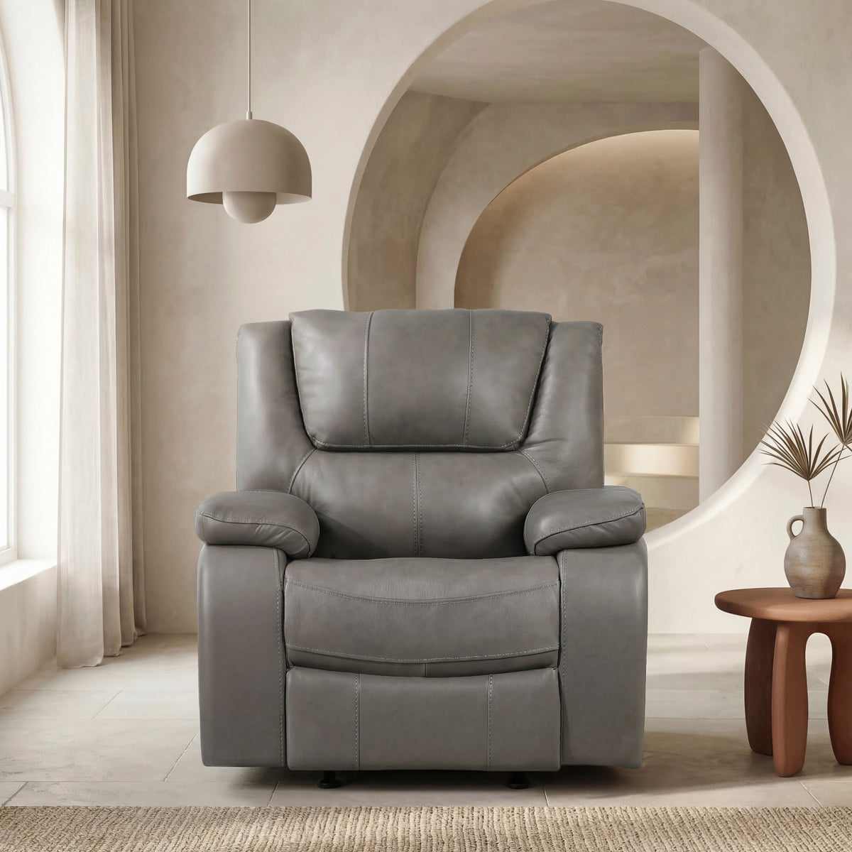 Marlo Leather Reclining Collection in Gray