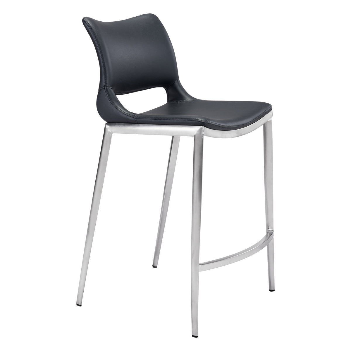 Ace Counter Stool (Set of 2) in Black & Silver