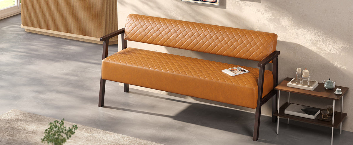 Belden Diamond-Quilted Faux Leather Bench