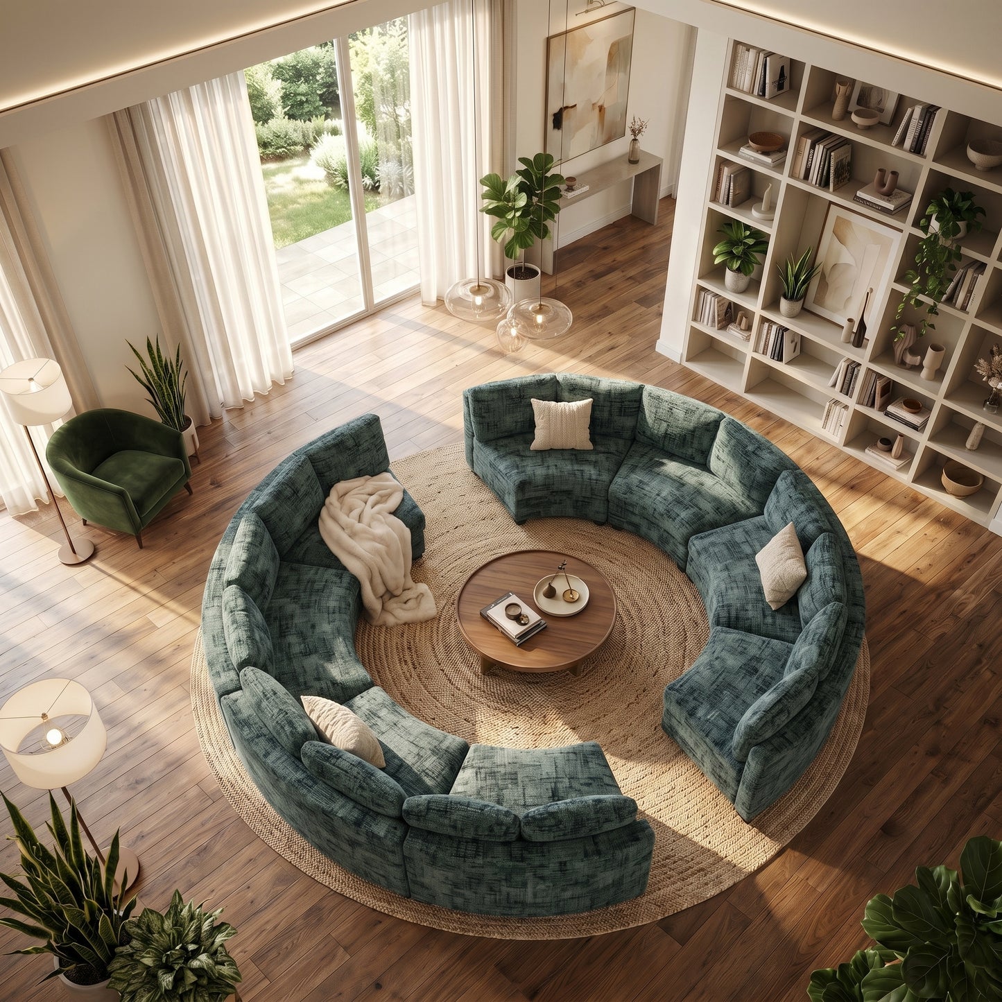 Kirwin Chenille Curved Modular Sectional Sofa – 8-Seat Semi-Circle Sectional - Green (3)