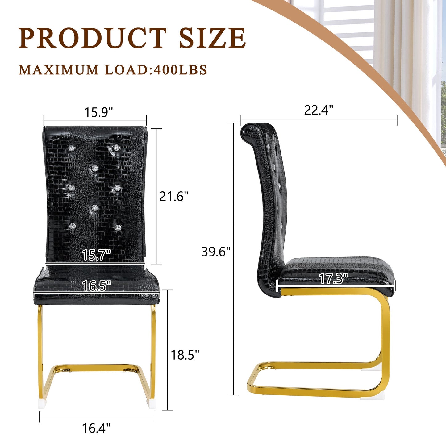 Kinsey Black, Gold Legs, Set of 2
