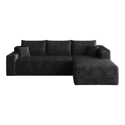 Corvina Cloud Sectional Sofa – 95" Black Corduroy