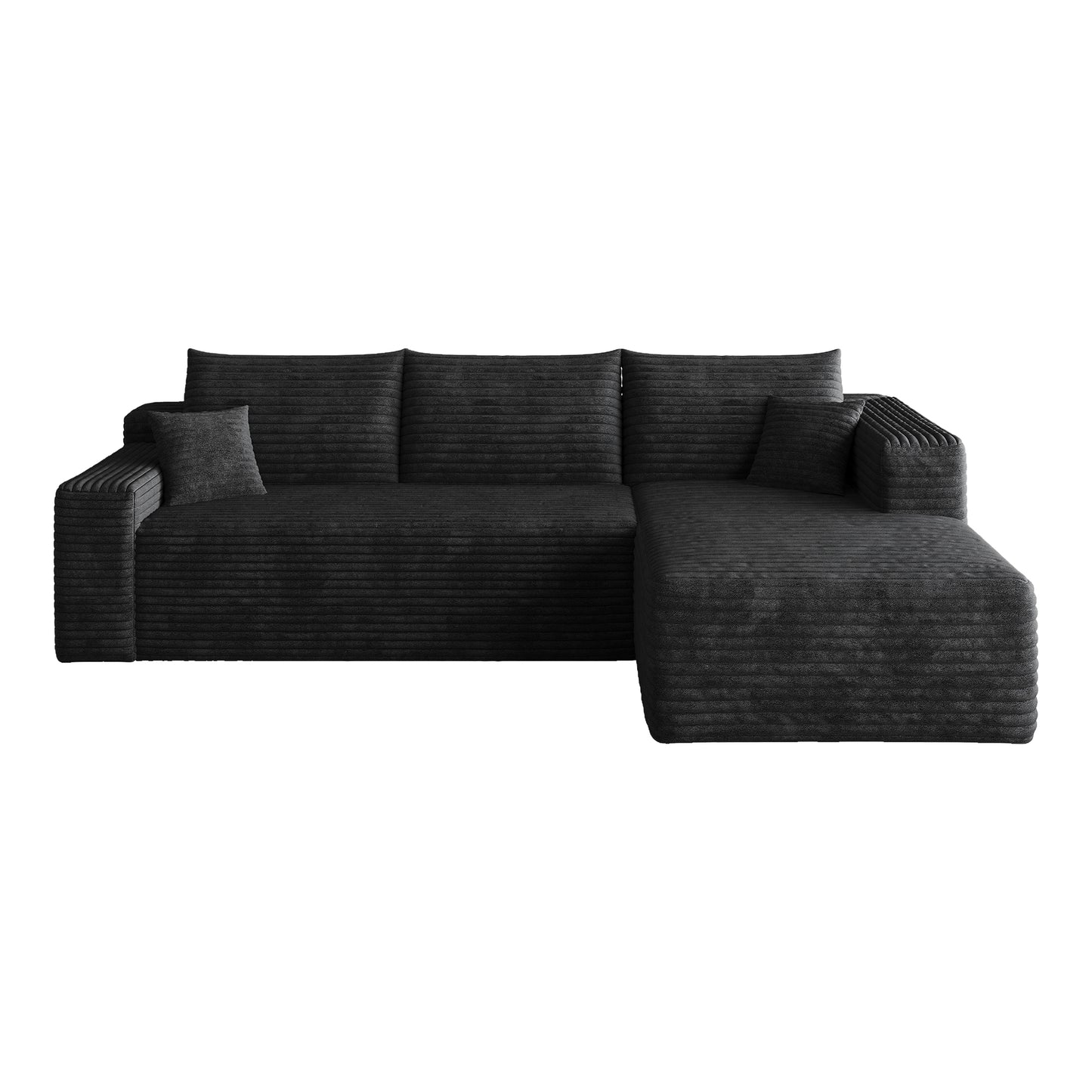 Corvina Cloud Sectional Sofa – 95" Black Corduroy