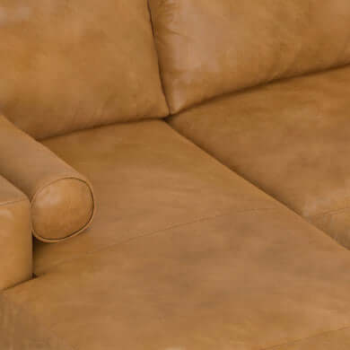 Morrison MCM Genuine Leather Sectional Chaise Sofa 102" – Modern Leather Chaise Sectional (2 Colors) close-up view.