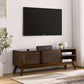 MCM Styled Wood TV Stand Rattan Cabinet Doors, Dark Stain 59" - Revel Sofa 
