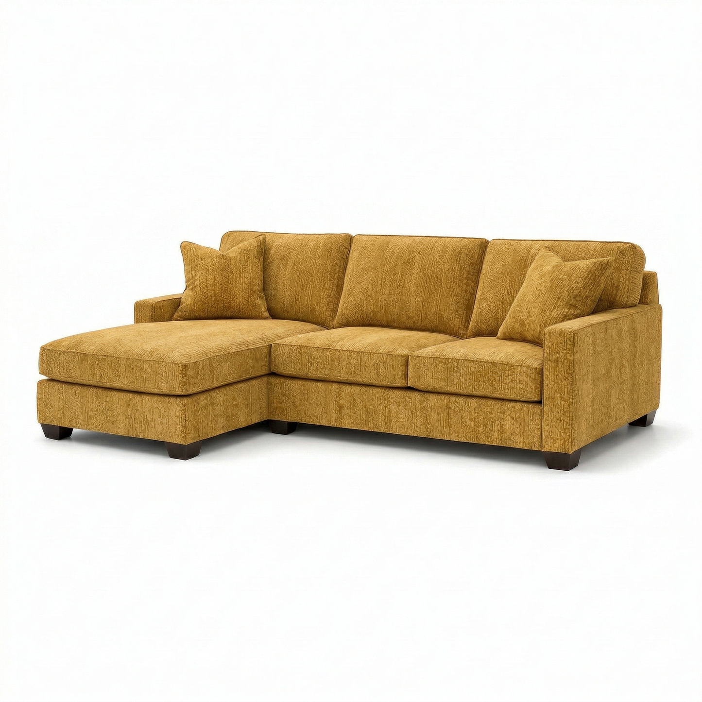 Clifford L-Shaped Sectional Sofa – Made in USA, 9 Fabric Options - Hepburn Chai Tea Yellow Fabric (1)