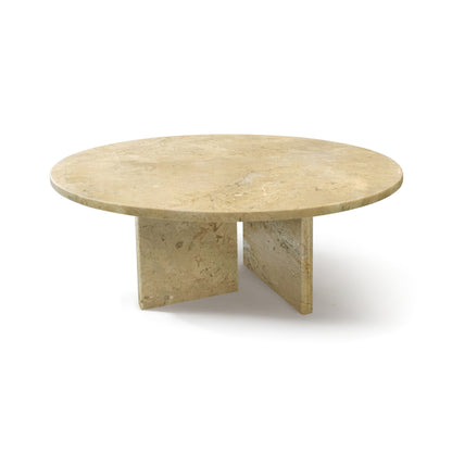 Gold Yellow Beige Natural Marble Coffee Table, Versatile Living Room Table, Ø27.6 h12.6 Inch, Genuine Marble