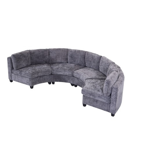 Kirwin Chenille Curved Modular Sectional Sofa - Dark Gray