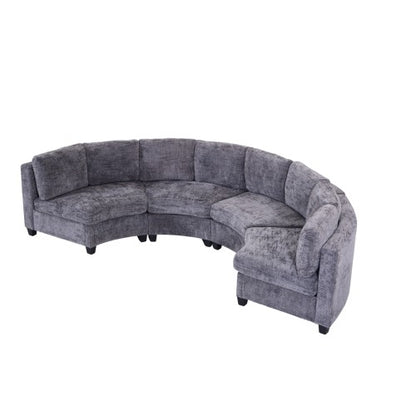 Kirwin Chenille Curved Modular Sectional Sofa - Dark Gray
