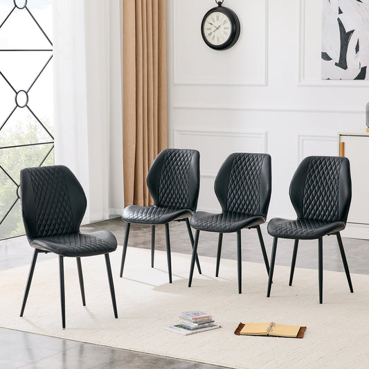 Cadell Dining Chairs in Black PU Leather