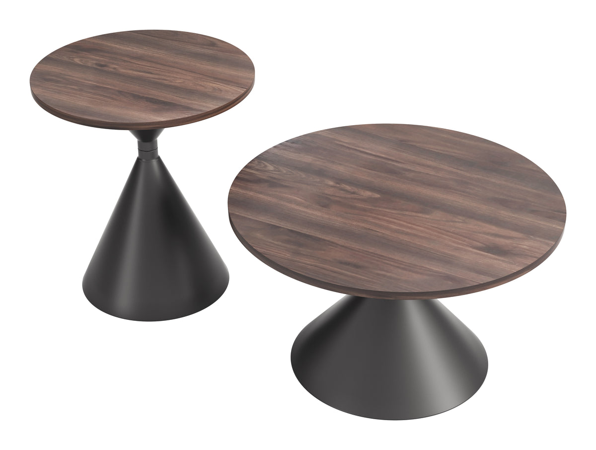 Rosk Walnut & Black Coffee Table Set (2-Piece)